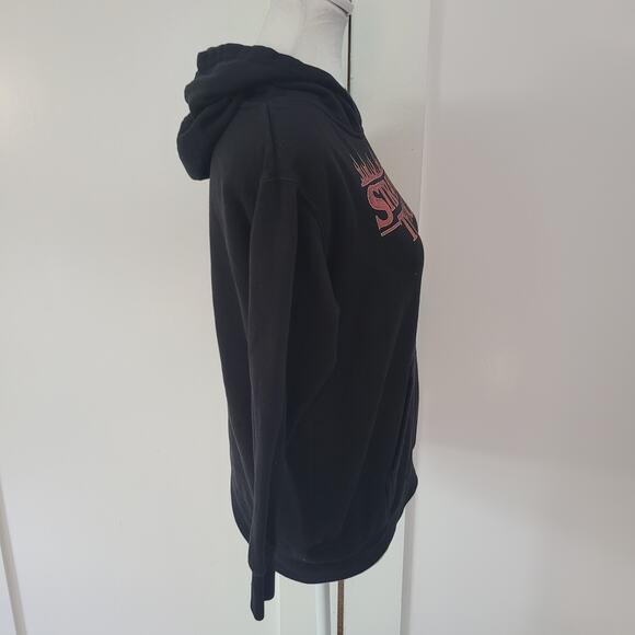 Stranger Things Size Youth L Black Hoodie Flame Logo Netflix Merch Sweatshirt - Picture 2 of 9